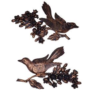 Vtg. Coppercraft Guild MID-CENTURY Bird on A Branch Wall Decor/Hanging Set of 2
